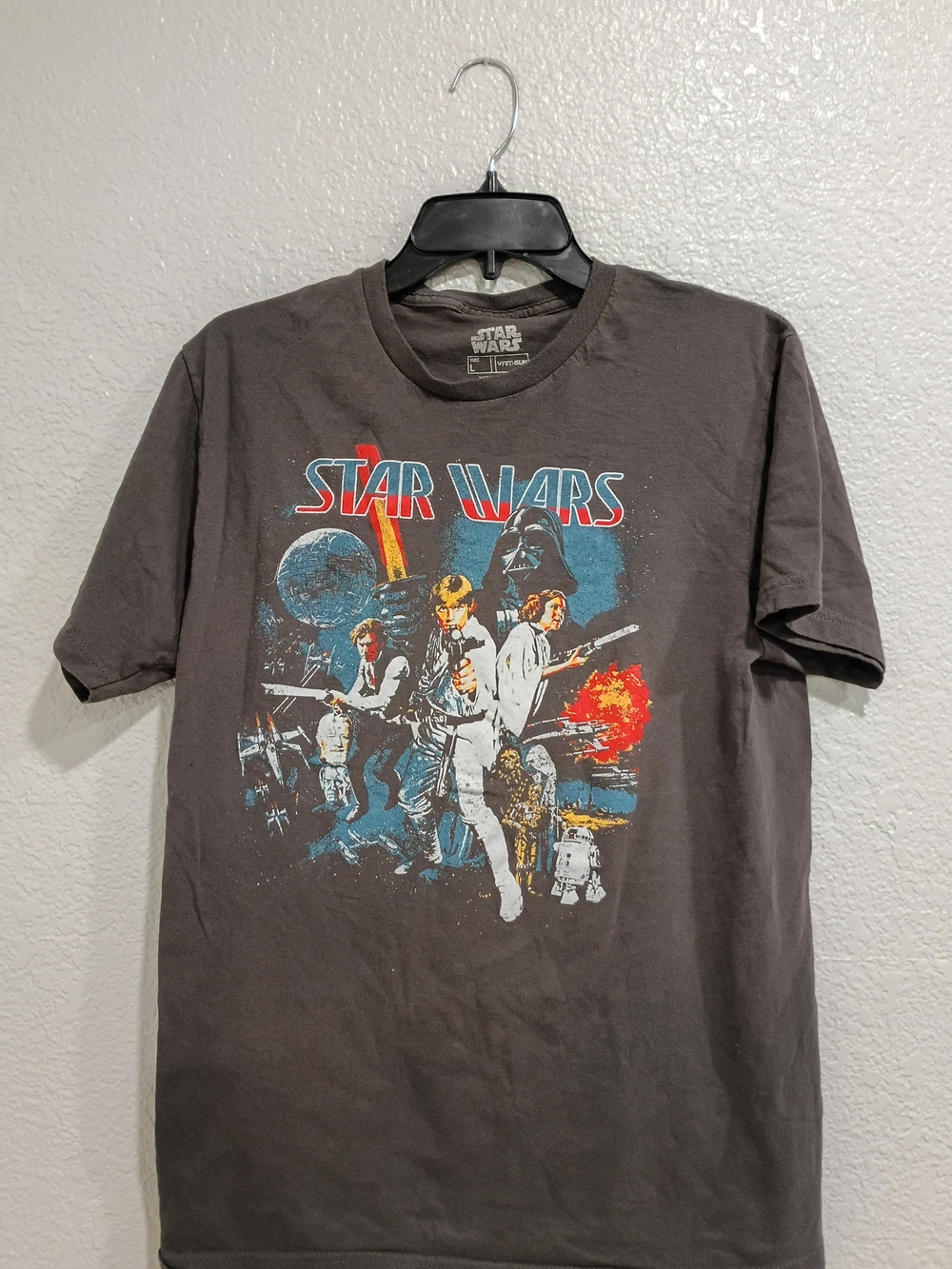 VStar Wars Short Sleeve Vintage Graphic Tee - Charcoal with Blue, Red, White
